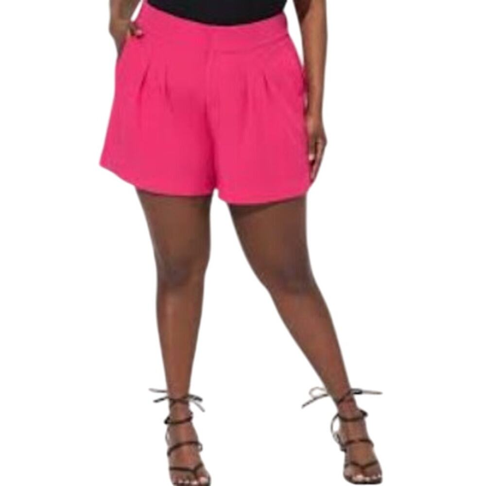 Torrid Hot Pink Wide Leg Studio Crepe Shorts Women's Size 16 Vacation Travel $50